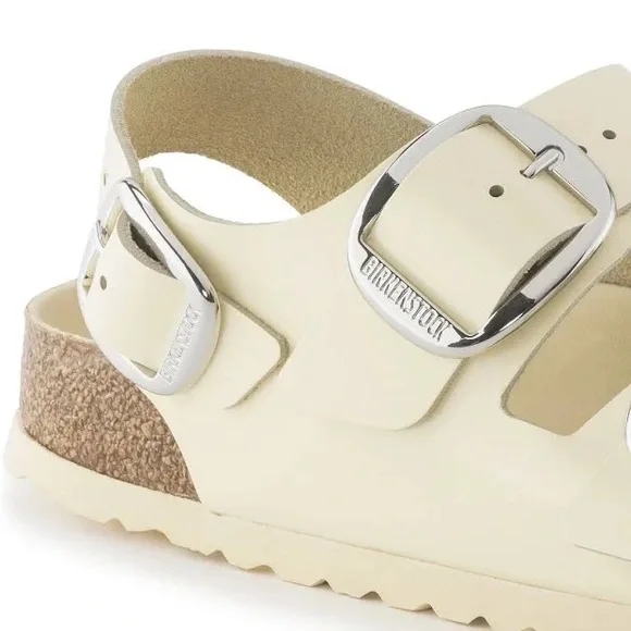 Birkenstock Milano Big Buckle Cream Sandals with Silver Size 40 - Picture 2 of 12